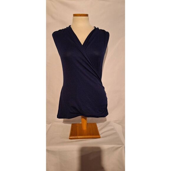Stitch Fix | 41 Hawthorn Womens Benni Wrap Front Ruched Knit Top Size SP Navy‎ - Picture 1 of 4